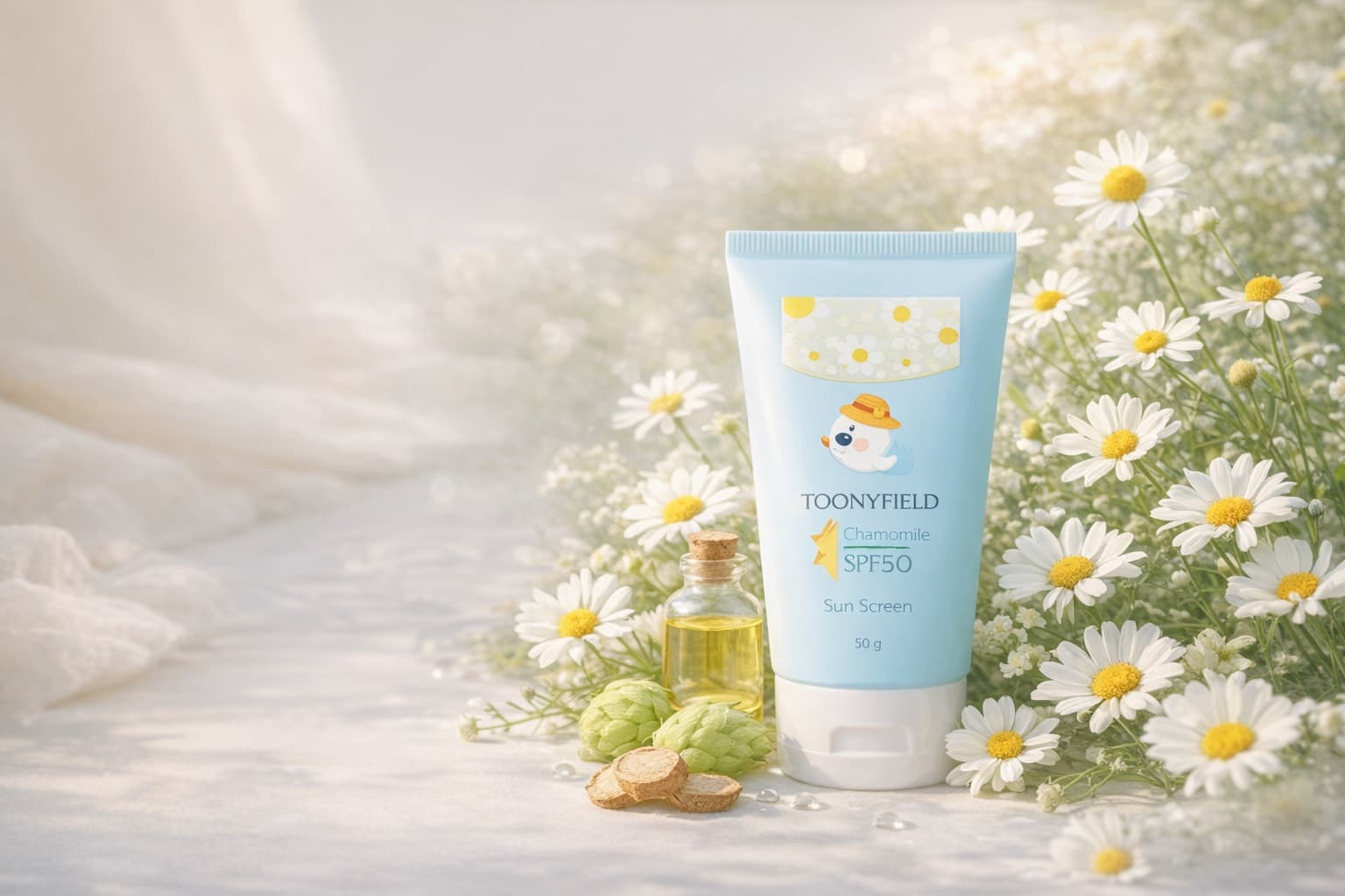 ToonyField Chamomile Protector SPF50 ครีมกันแดดสำหรับเด็กและผิวบอบบาง